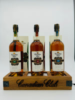 Canadian Club 1950s 1960s 1970s Blended Canadian Whisky with Woodern light display (3*750ml)