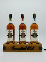 Canadian Club 1950s 1960s 1970s Blended Canadian Whisky with Woodern light display (3*750ml)